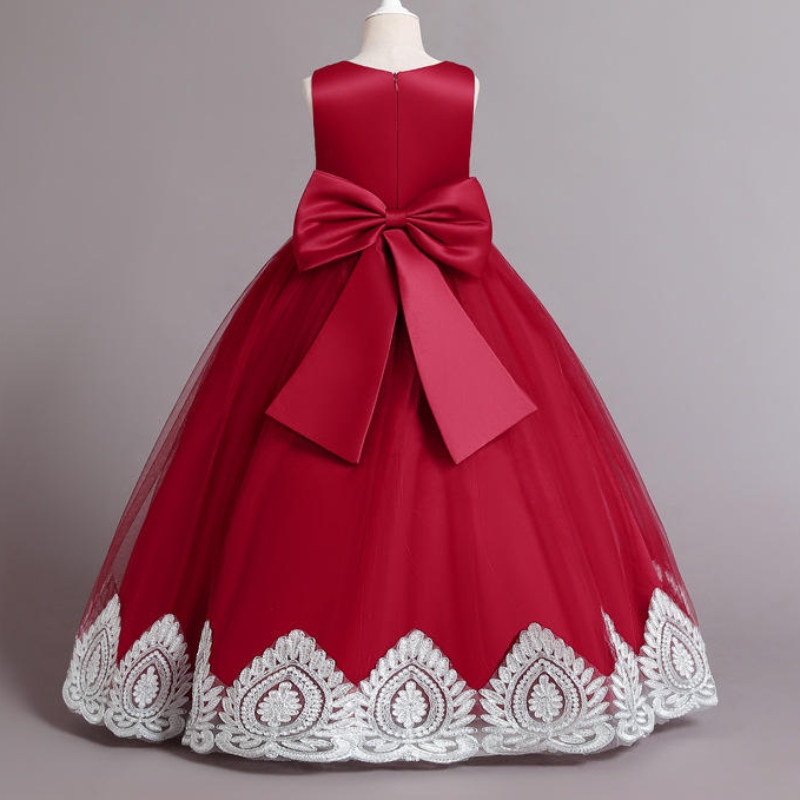 Vestido de princesa de cola larga deniñas 2022 NUEVO CATWALK DE FLORES