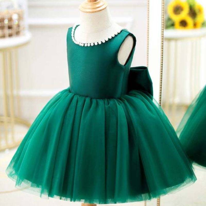 Baige Green Backless Party Dress Kids First Communion Vestido Princesa Boda Bola de baile DZ007