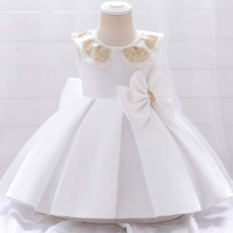 Baige reciénnacido Vestidos de fiesta deniña blanca Primera comuniónn Vestido de bautismo infantil de bautizo