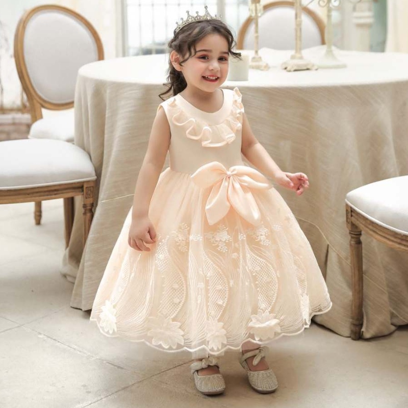 Baige reciénnacidaniña ropa de cumpleaños vestida paraniños princesa princesa princesa vestidos de bautizo