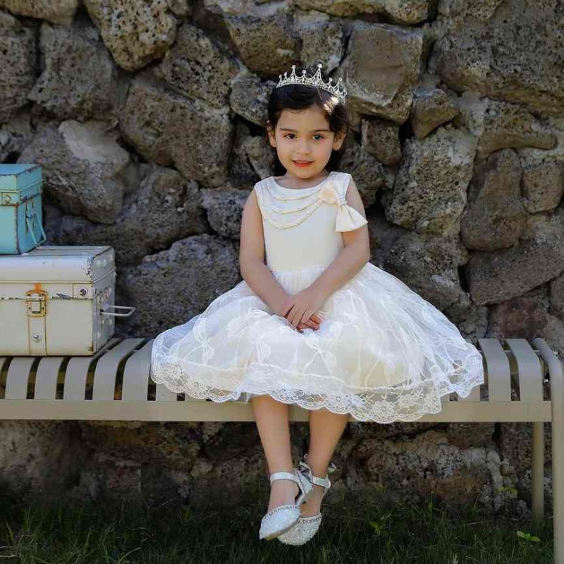 Vestido de fiesta denudos de arco con cuentas de baigra paraniña bebé princesa vestida