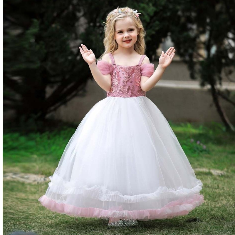 Baigenueva llegada princesa princesa fiesta de fiesta de fiesta de cumpleaños rosa vestido largo paraniñas de 12 años
