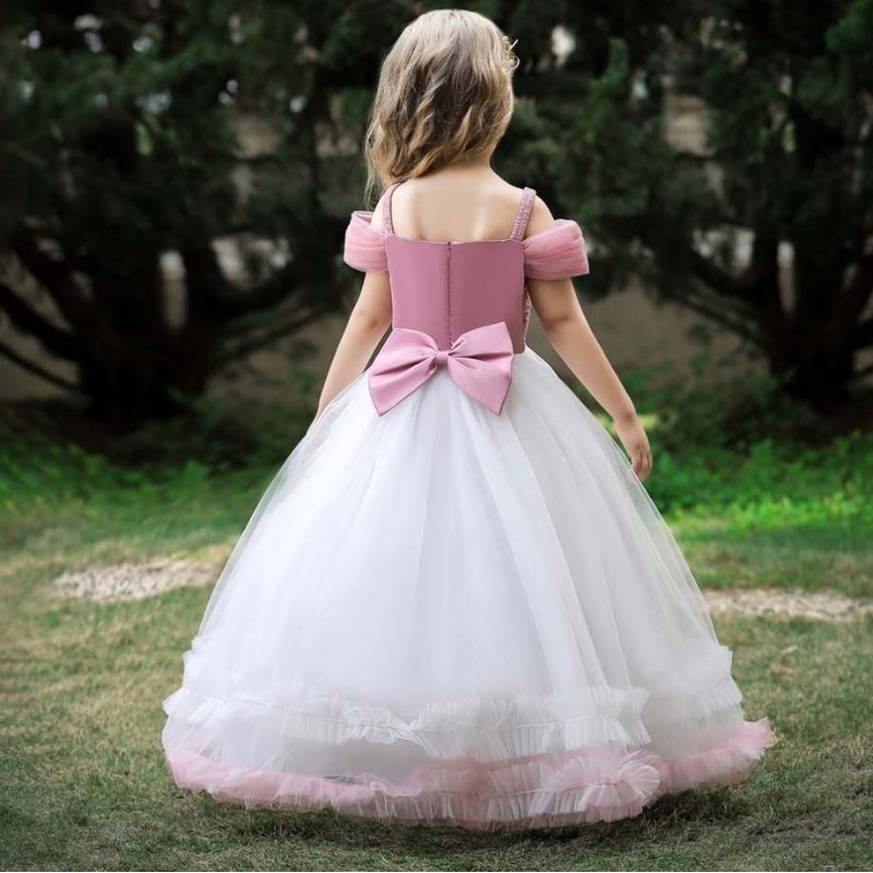 Baigenueva llegada princesa princesa fiesta de fiesta de fiesta de cumpleaños rosa vestido largo paraniñas de 12 años