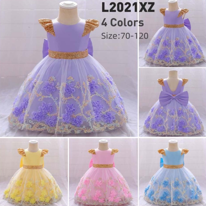 Baige Top Sale Flower Girl Vestido denovia largo Vestido denovia largo Vestido de cumpleaños Hopfy Ball