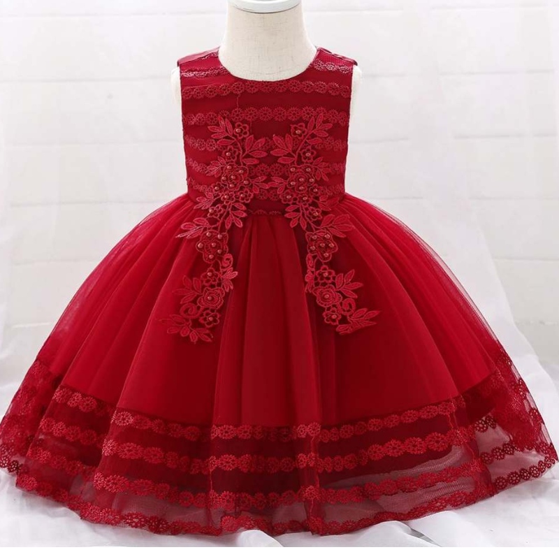 Nuevo diseño CHIDRRen Vestido aplicado 0-2y Vestidos deniña de flores Manteladas paraniños L1923XZ