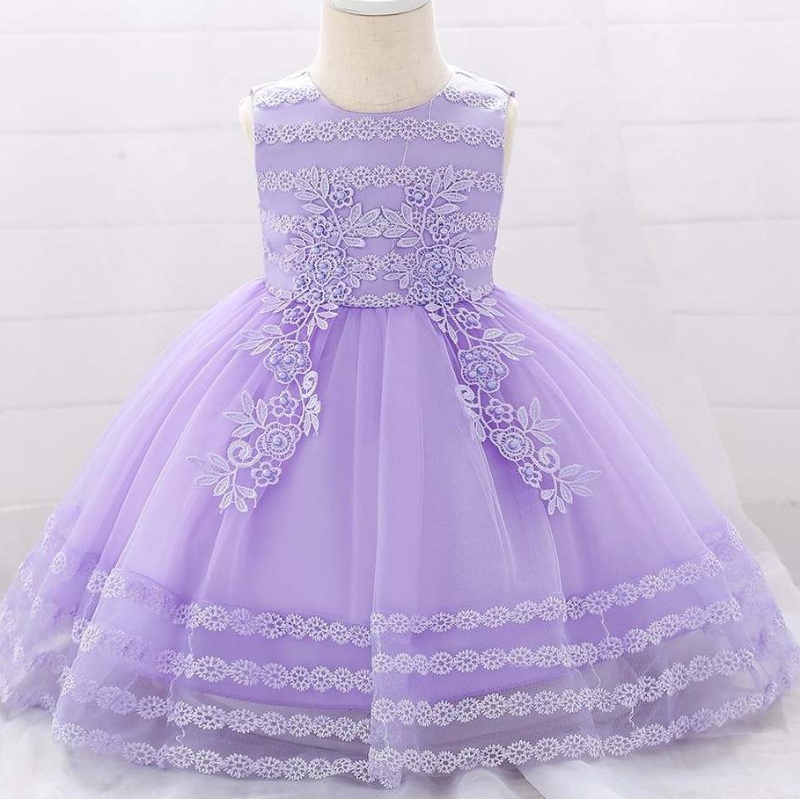 Nuevo diseño CHIDRRen Vestido aplicado 0-2y Vestidos deniña de flores Manteladas paraniños L1923XZ