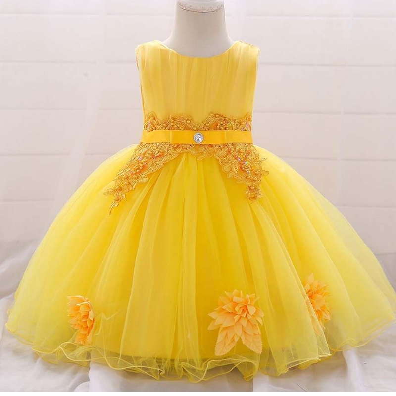 Envío gratuito en todo el mundo 2019 Nuevo moda sin mangas paraniños Chiffon Floral Princess Party Destino Infantil Baby Girl Vestido completo Vestido