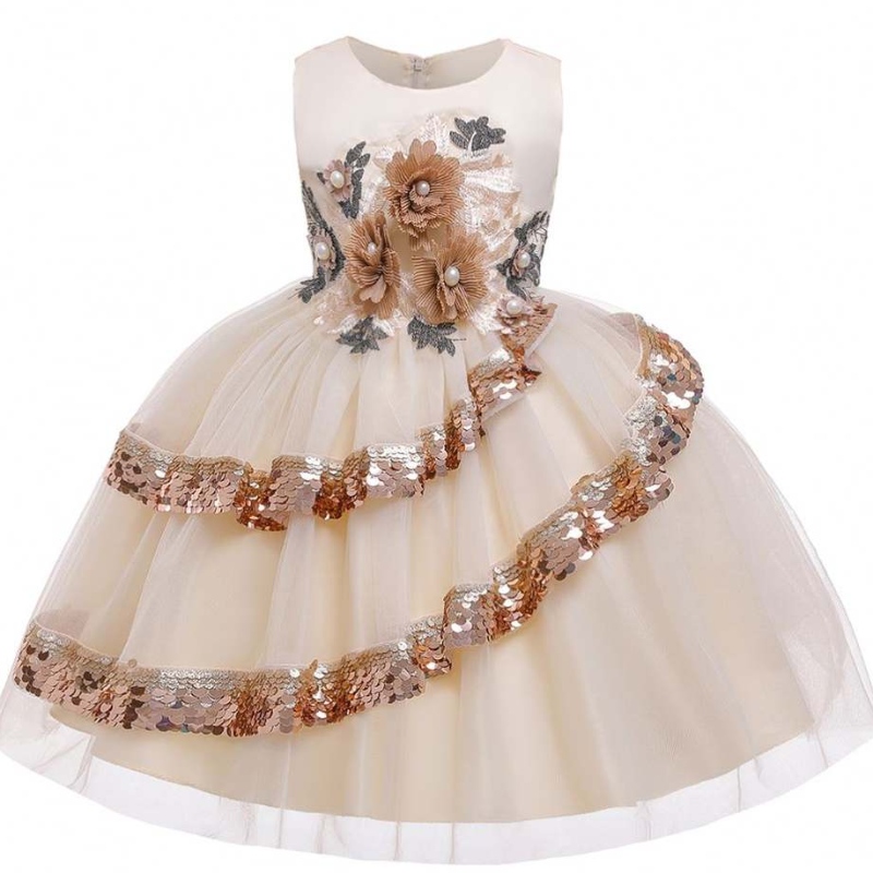 Fábrica Mayor al por mayor MANEVELESS Elegentes Patrones de ropa paraniños para bebés Lectin Party Dress L5148
