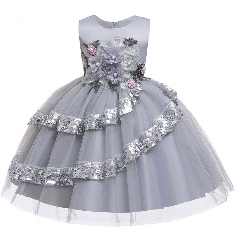 Fábrica Mayor al por mayor MANEVELESS Elegentes Patrones de ropa paraniños para bebés Lectin Party Dress L5148