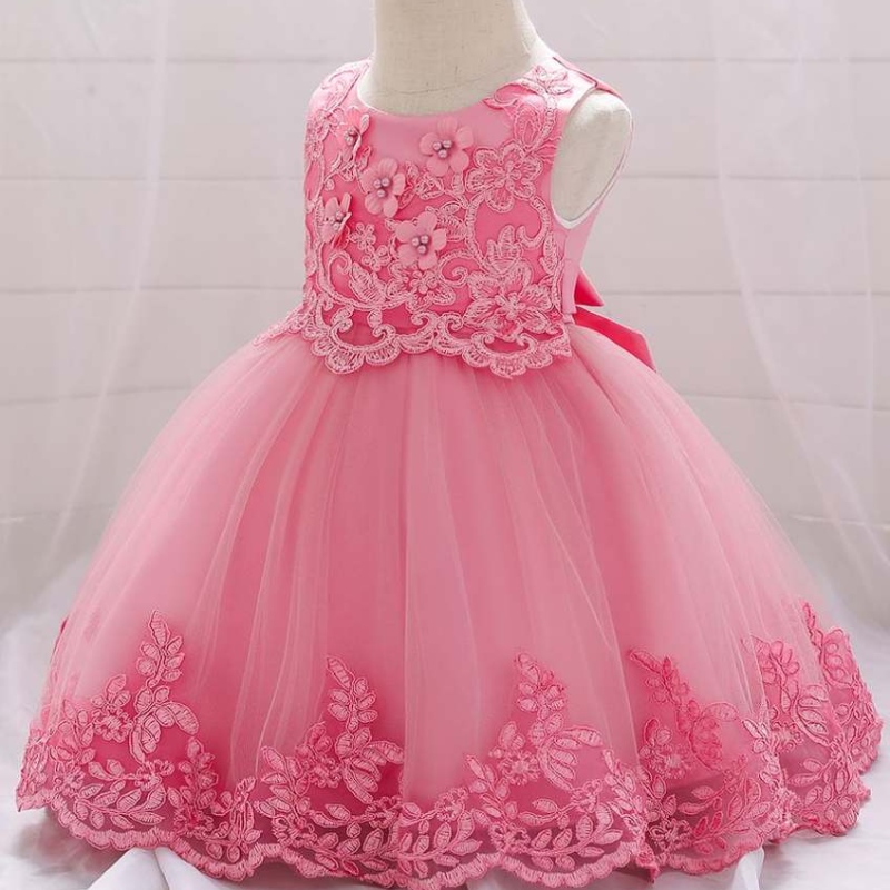 Baige Summer Baby Girls Dress Fiest Fiest Disfrazar bordado Vestido floral L5097XZ