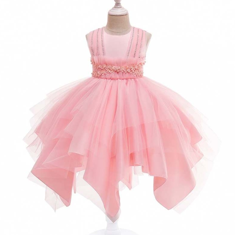 Baige Western Style Boutique Kids Clothing Vestido paraniños Bordado Vestido de cumpleaños de bordado