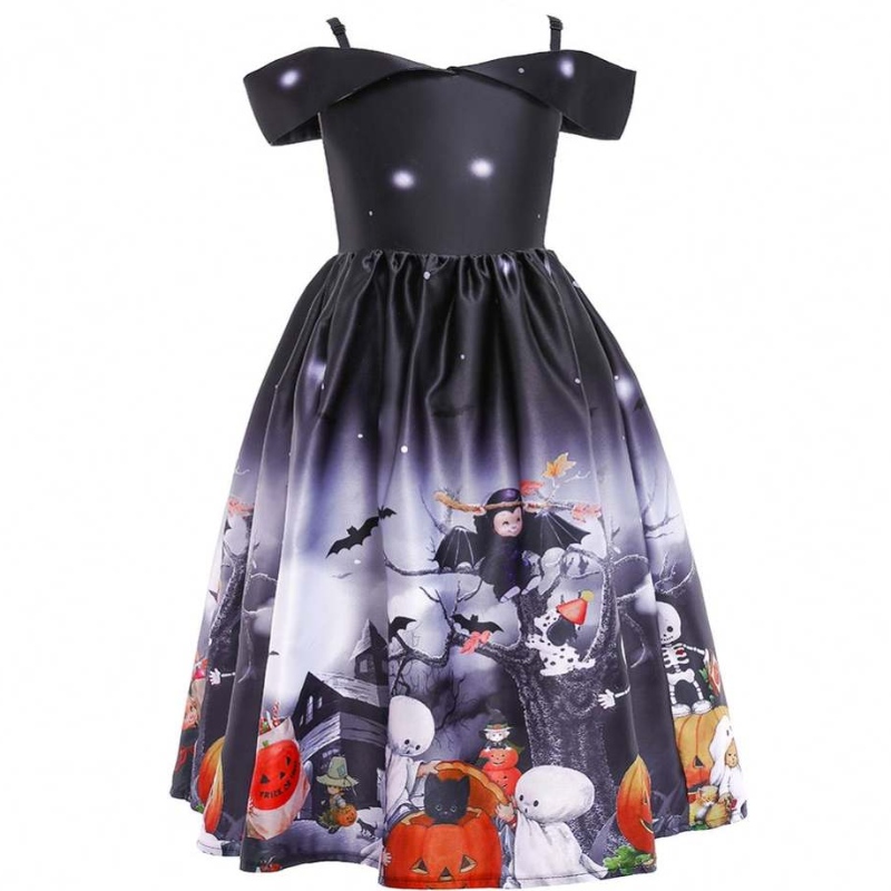 NUEVA Moda Off Shoulder Girls Strapsless Maxi Cosplay Vestidonegro Disparado de vestuario de vestidos de balón de Halloween