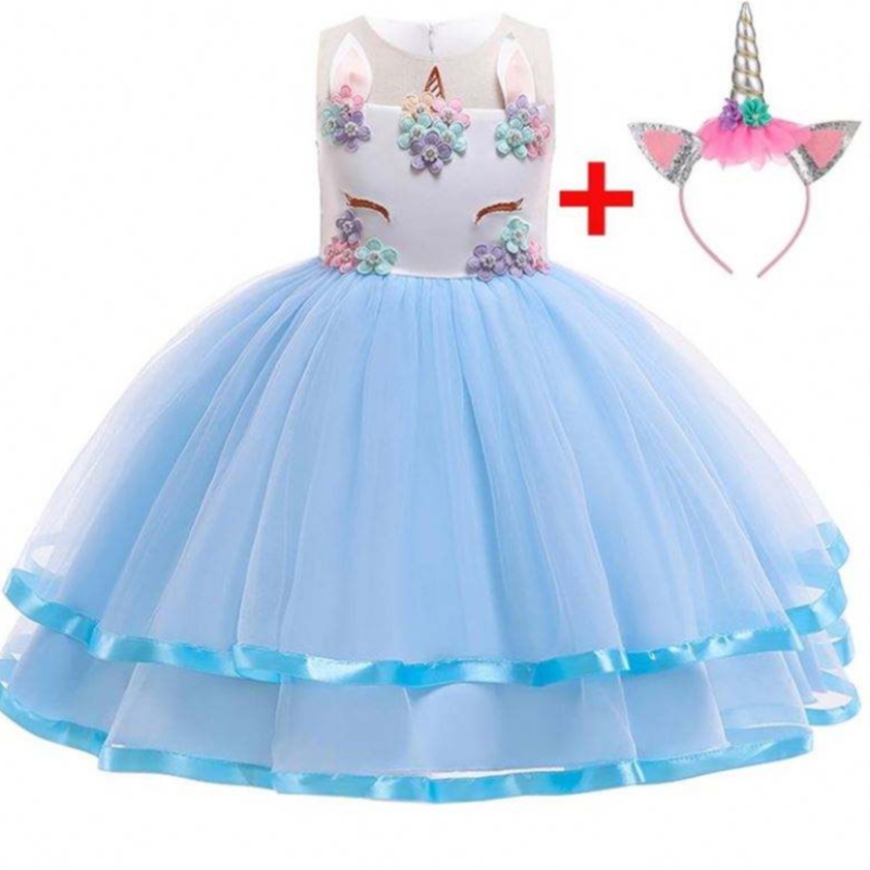 2021 New Flower Unicorn Party Vestido 5 Color Disponible paraniños DJS002 DJS002