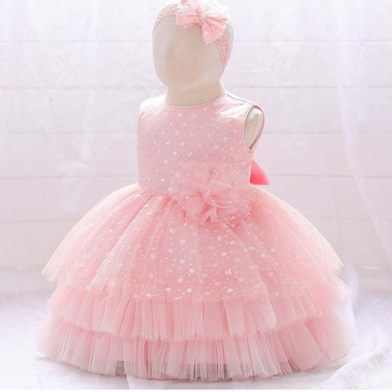 Baige reciénnacido bebé bonitaniña de la primera flor de fiesta de la primera fiesta de cumpleañosniños princesa tutu vestidos con banda de pelo gratis