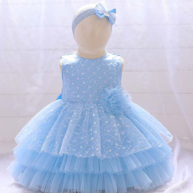 Baige reciénnacido bebé bonitaniña de la primera flor de fiesta de la primera fiesta de cumpleañosniños princesa tutu vestidos con banda de pelo gratis