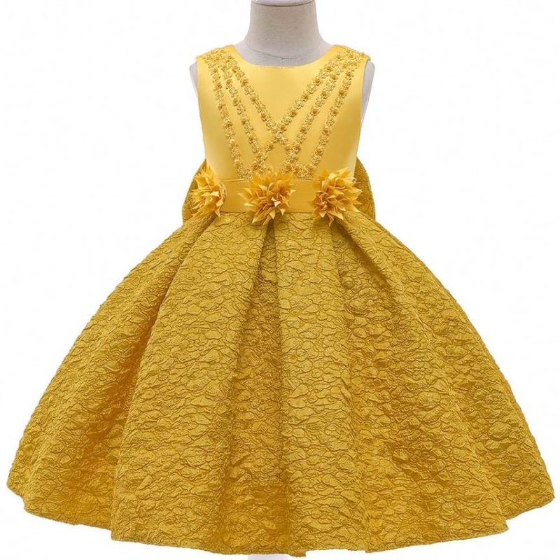 Vestido de prenda de baigra al por mayor vestimenta personalizada Royal Yellow Ball Vestido mini un vestido de línea paraniños