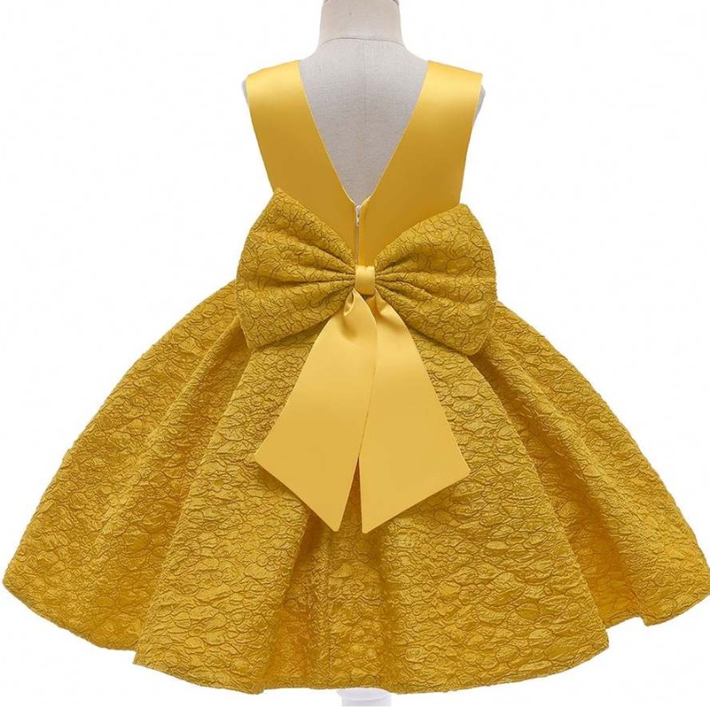 Vestido de prenda de baigra al por mayor vestimenta personalizada Royal Yellow Ball Vestido mini un vestido de línea paraniños