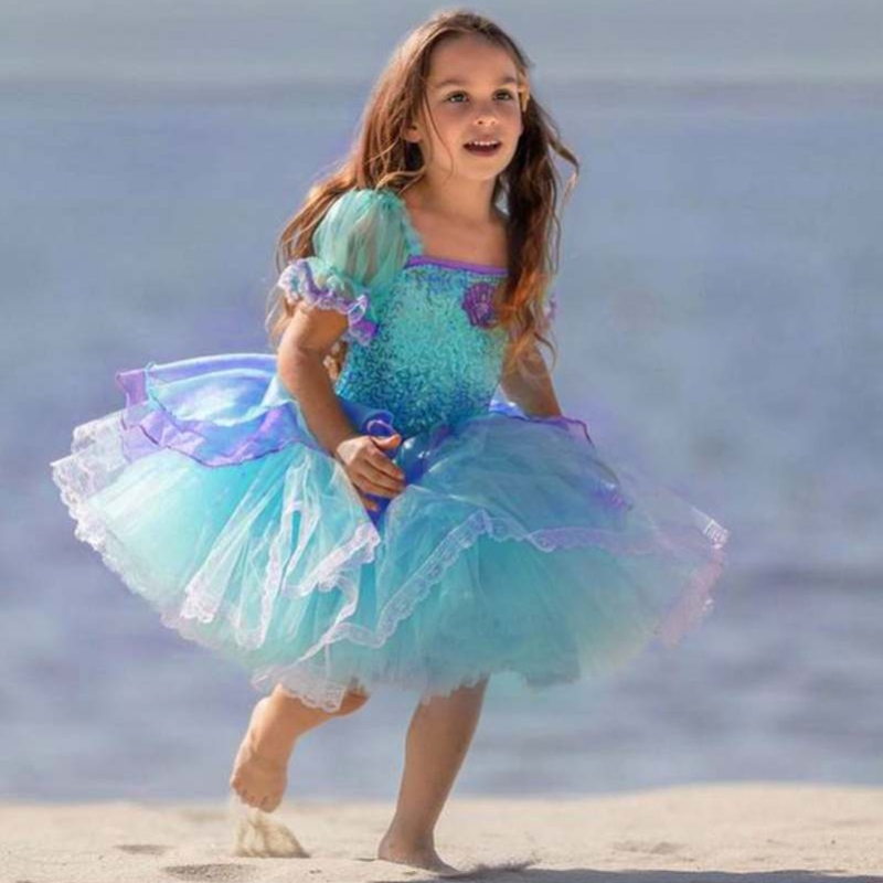Baigelittle Mermaid Ariel Princess Dress Halloween Dispin Farty Girls Cosplay Kids Ball Vestido