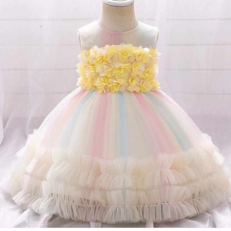 Vestido de algodón paraniños Baige Vestidos de chicas de flores Vestidos de fiesta de vestidos deniña 0-5 años