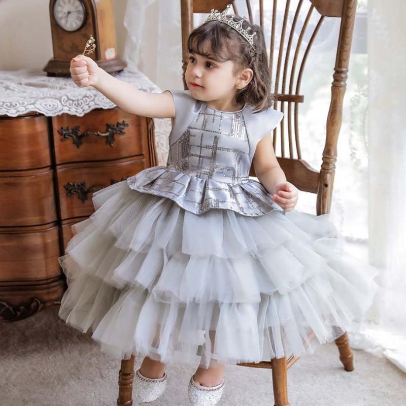 Nuevo estilo sin mangasniña lentejuelas princesa bautismo vestido paraniños fiestas de cumpleaños deniños lindos vestidos denoche