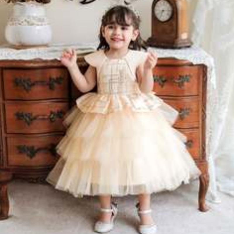 Nuevo estilo sin mangasniña lentejuelas princesa bautismo vestido paraniños fiestas de cumpleaños deniños lindos vestidos denoche