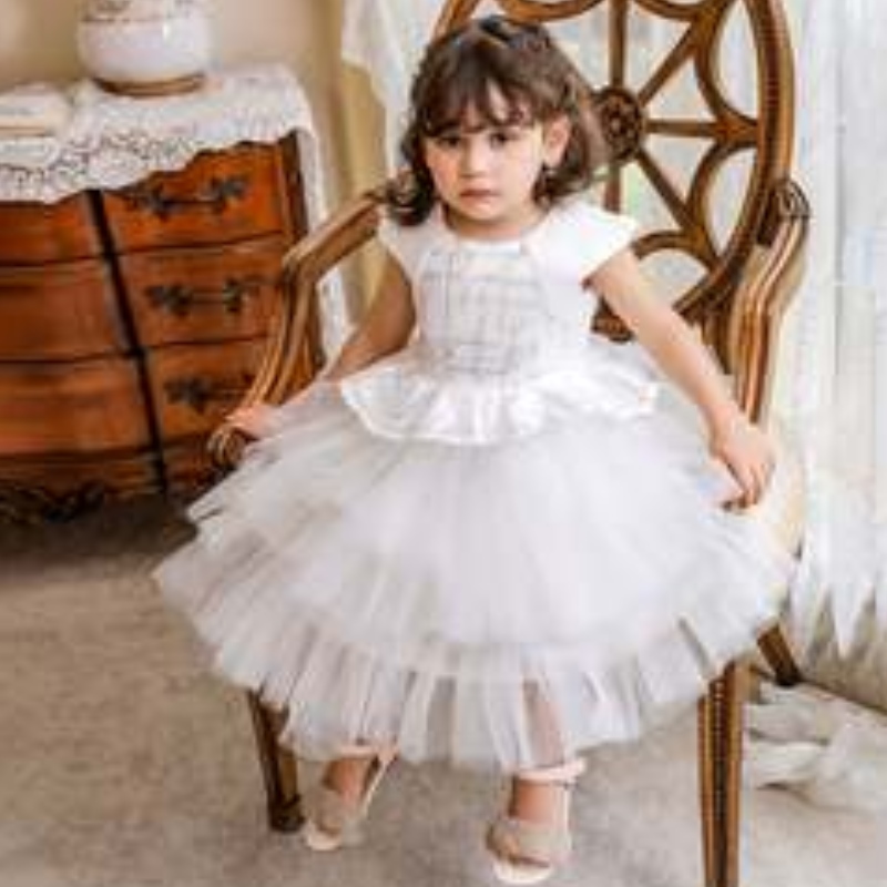 Nuevo estilo sin mangasniña lentejuelas princesa bautismo vestido paraniños fiestas de cumpleaños deniños lindos vestidos denoche