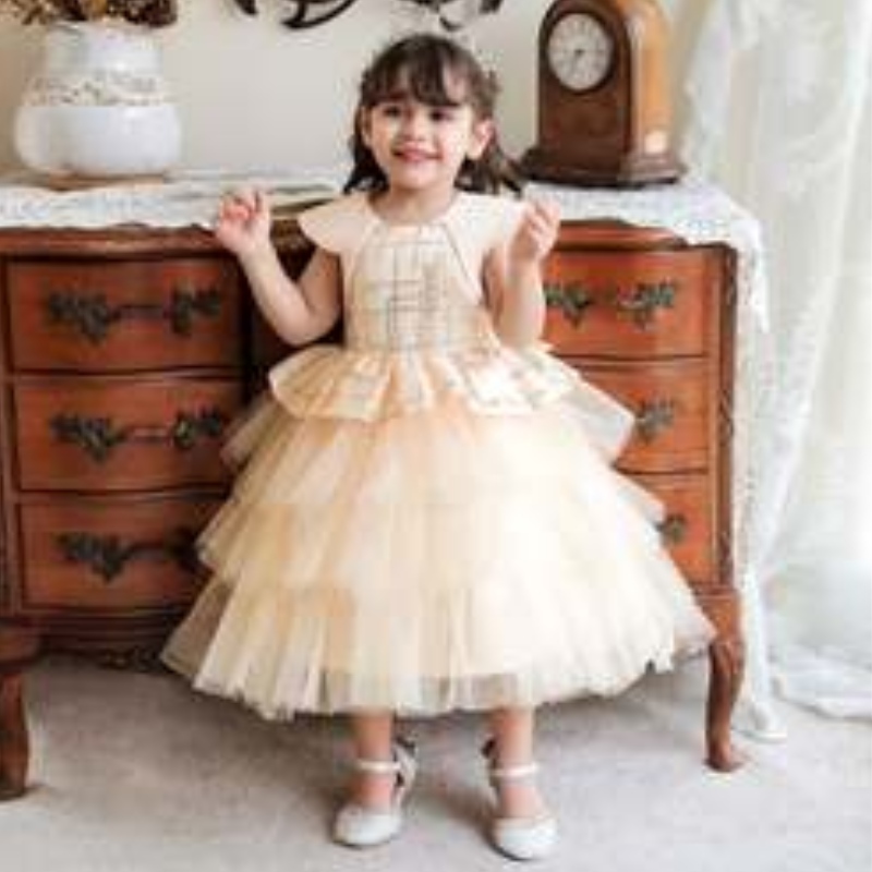 Baige Princesa al por mayor Dress Lectin Girls