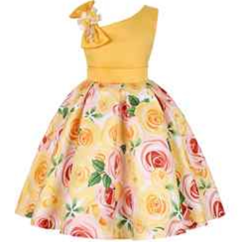 2021 Vestido deniñas sin mangas NUEVO Summer Flower Princess Vestido de algodón Diseño de algodón 1863