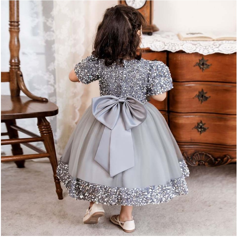 Baige New Children Diseño de vestimenta para vestidos de pelota deniña Flower Kids de 2 años Vestidos de bautismo