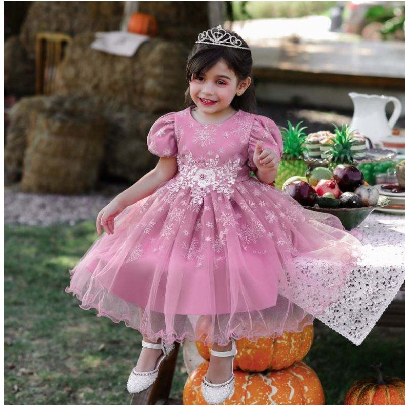 Baige Children Farty Boda Frock Girls Vestido de cumpleaños elegante Vestido paraniños Princesa Snowlake Bala de balón