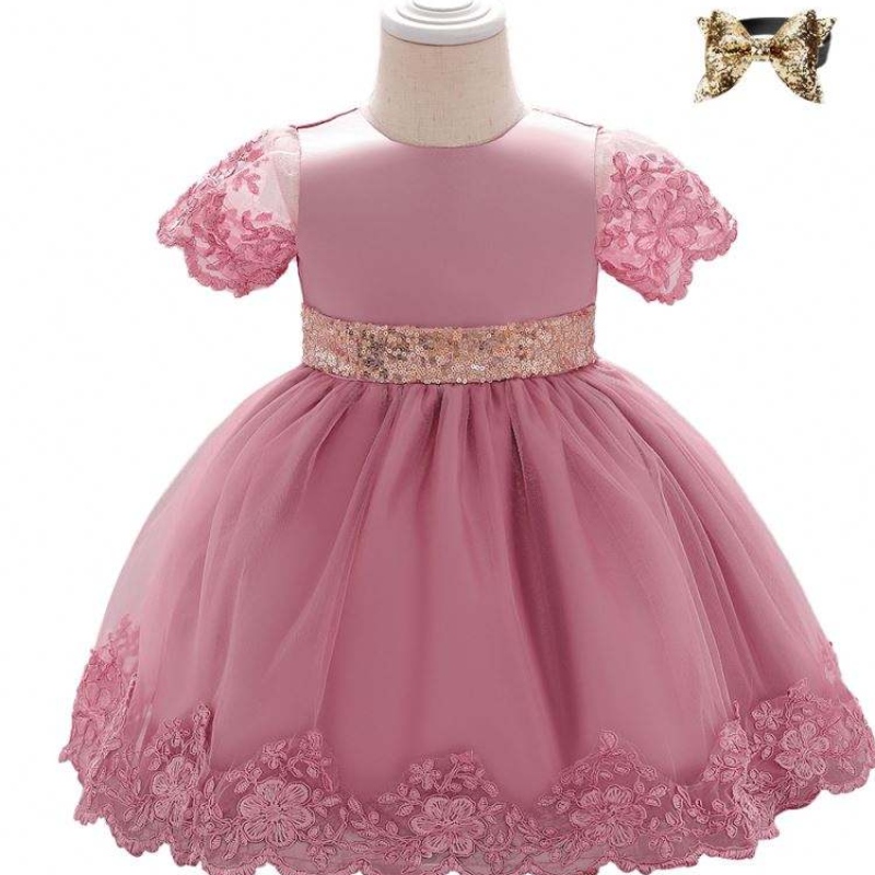 Baige Summer Flock Designs Fotografías Vestido de fiesta L1926XZ Cumpleaños de mangas cortas