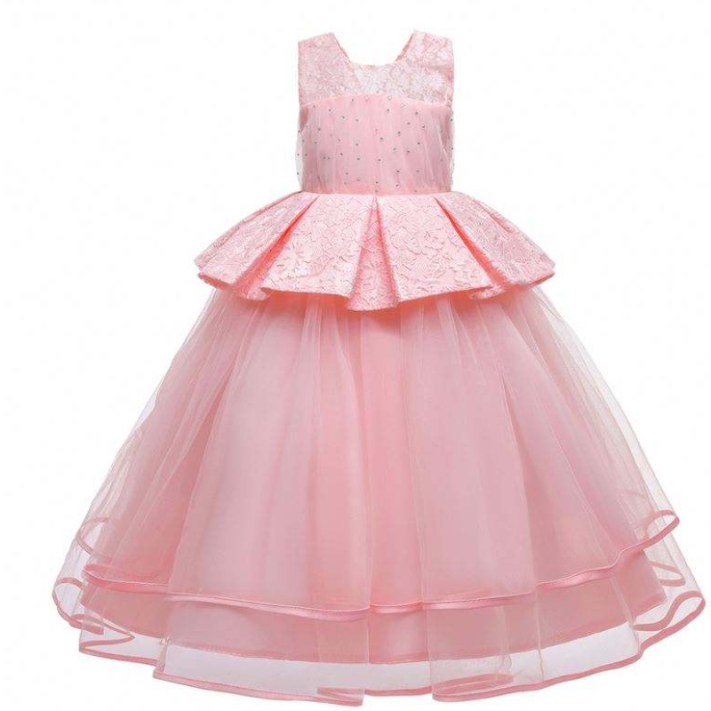 Baige Eleganteniños Long Dress Girls Prom Long Frock Vestidos denoche vestidos de lujo LP-275