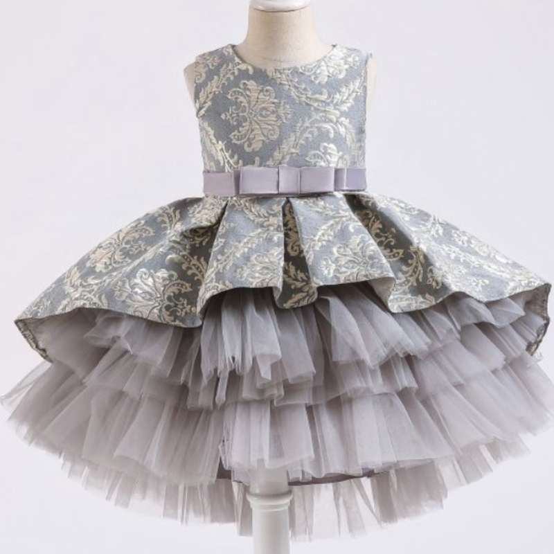 Baige 3-12y Girl Flower Dress Factory Boutique Boutique Kids Clothing Princess Tutu Falda 2171