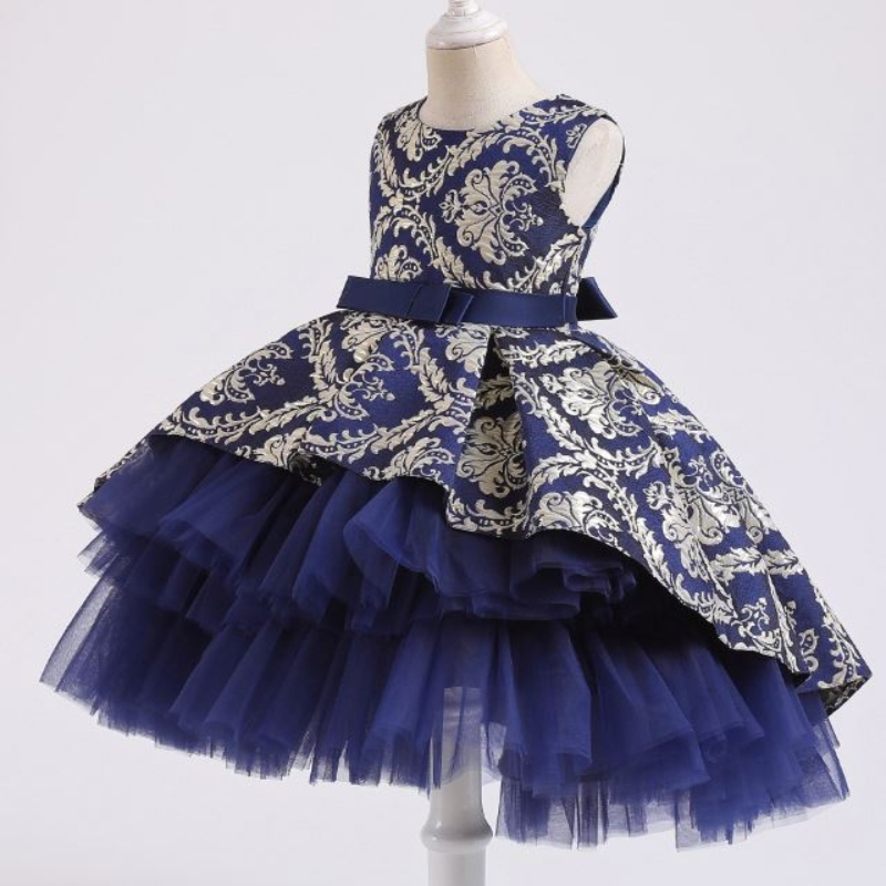 Baige 3-12y Girl Flower Dress Factory Boutique Boutique Kids Clothing Princess Tutu Falda 2171