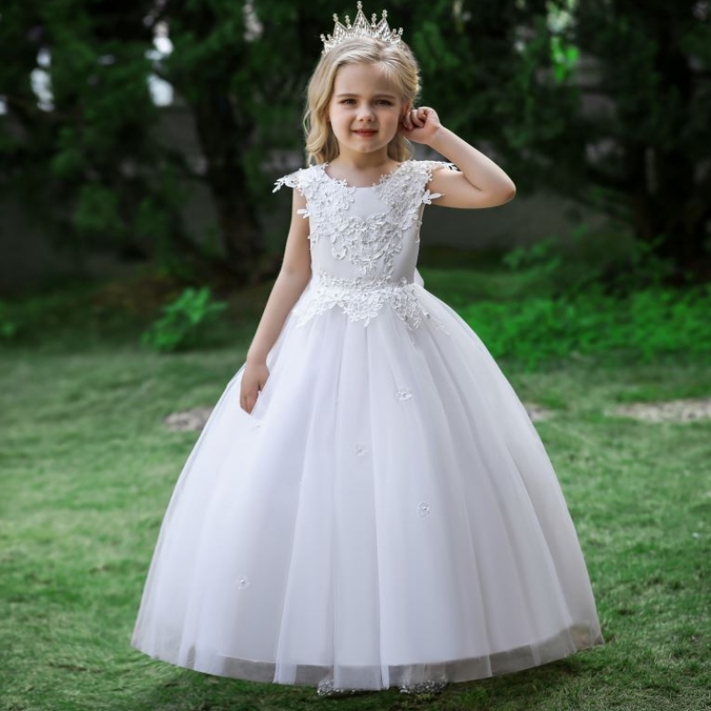 Baige 2022 Vestido denovia de algodón de satén Vestido de laniña de la flor brillante Vestidos deniña grande