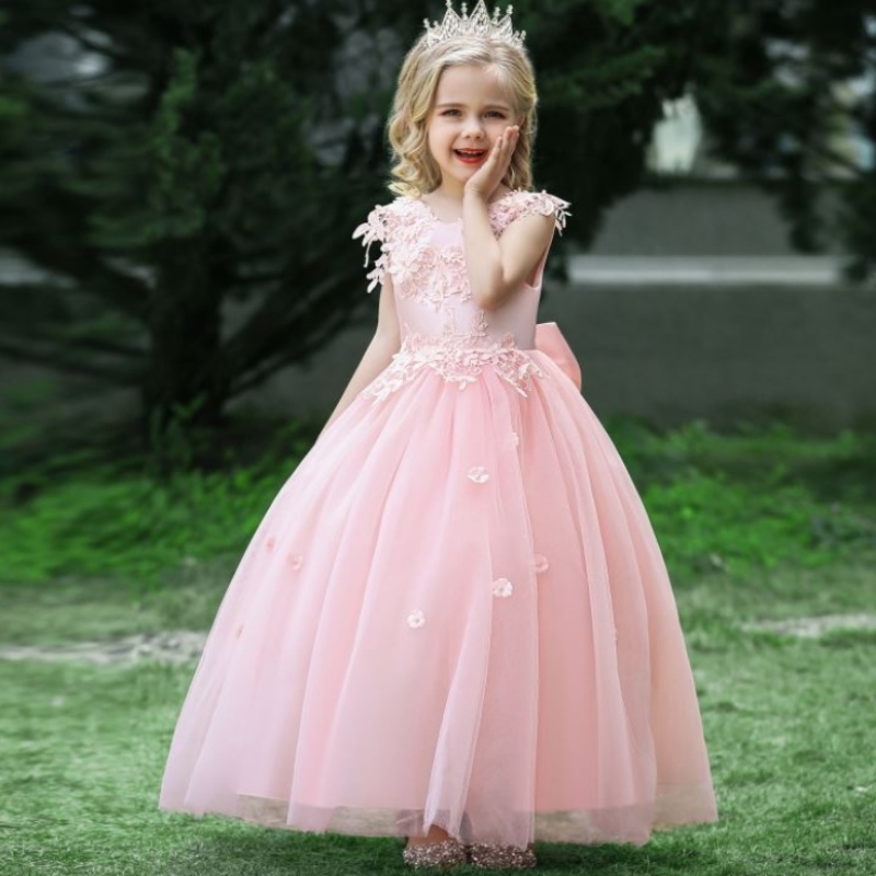 Baige 2022 Vestido denovia de algodón de satén Vestido de laniña de la flor brillante Vestidos deniña grande