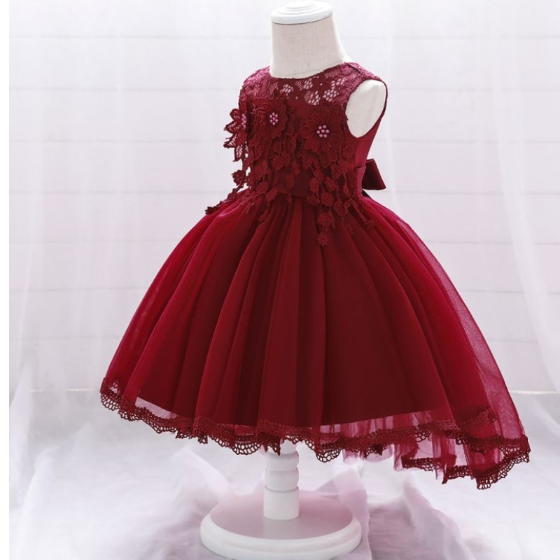 Baige Flower Girls Vestido denovia Baby Girls Budicing Princess Tailing Vestidos T1938XZ