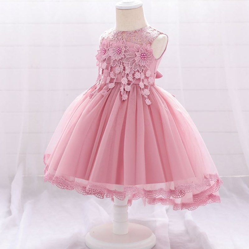 Baige Flower Girls Vestido denovia Baby Girls Budicing Princess Tailing Vestidos T1938XZ