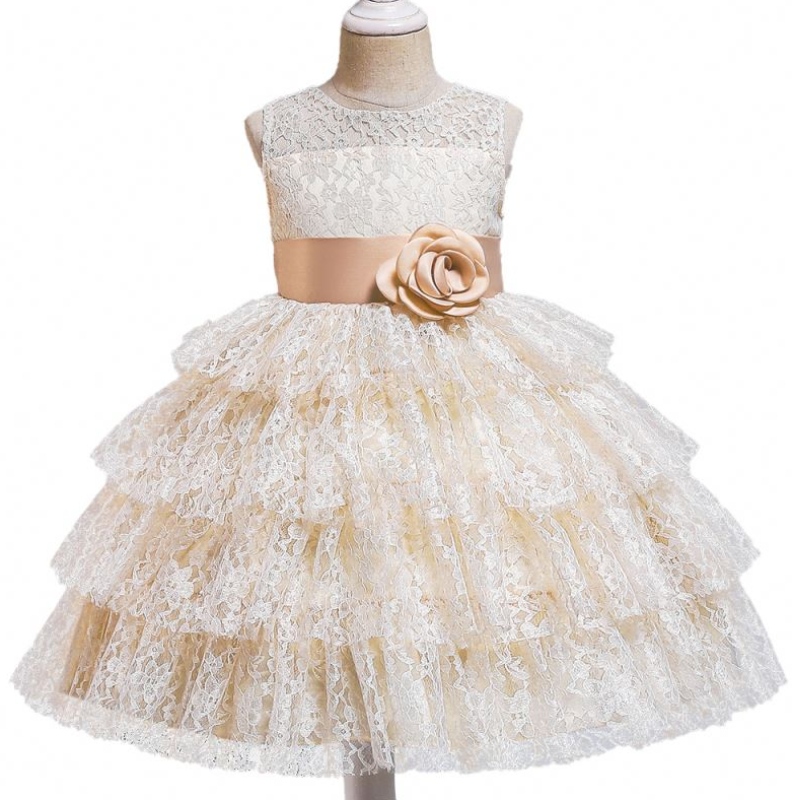 Vestido de princesa de Baige New Children \\ Vestidos denovia deniña sin mangas en capas Flor