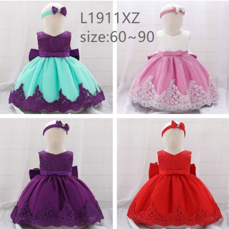 Vestido al por mayor lindo vestido paraniños vestidos de princesa con banda de pelo gratis