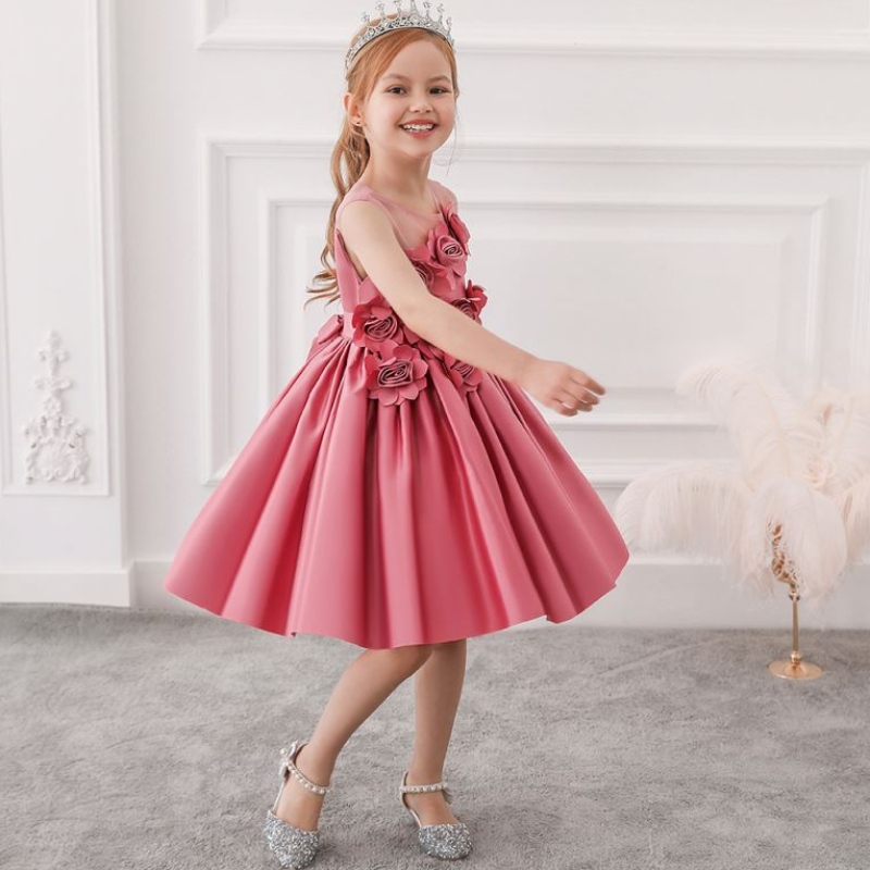 Baige al por mayor de 3 a 8 años deniña deniña vestidos de flora paraniños elegantes ropa de fiesta deniños L5068