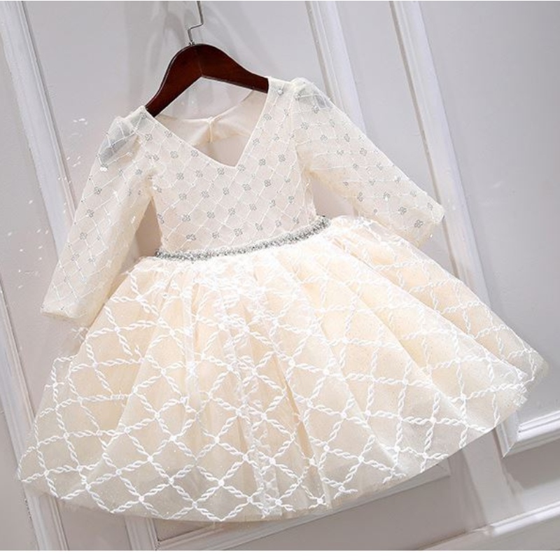 Baige OEM Children \\ S Vestido denoche Princess Girl Fluffy Yarn Flower Disfraz de piano Anfitrión de cumpleaños DZ003