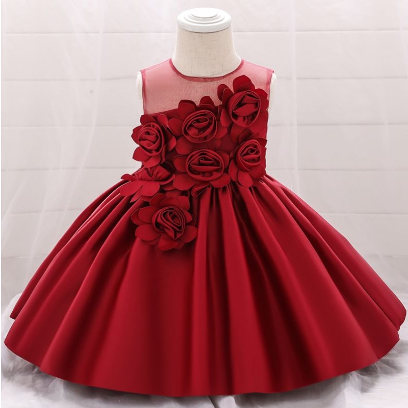 Baige Venta caliente Hot mangas O-Neck 0-12y Children Clothing Flower Girl Vestido L5068XZ