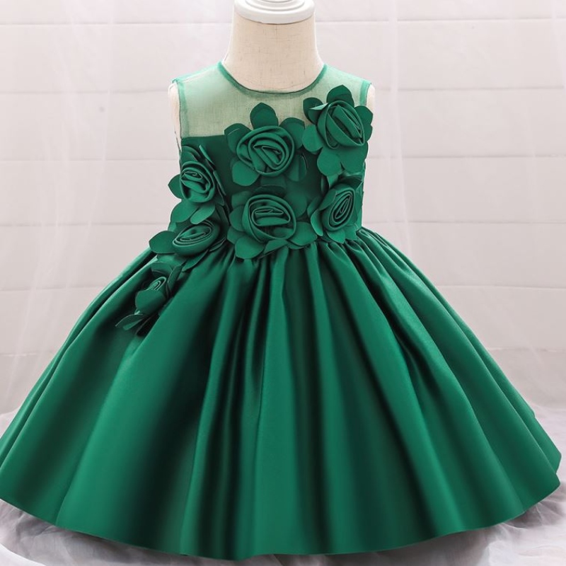 Baige Venta caliente Hot mangas O-Neck 0-12y Children Clothing Flower Girl Vestido L5068XZ