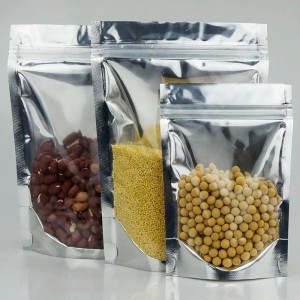 Bolsas de bolsas de aluminio, frontal limpio con papel de aluminio hacia atrás con tirolina y calor sellable para almacenamiento de alimentos