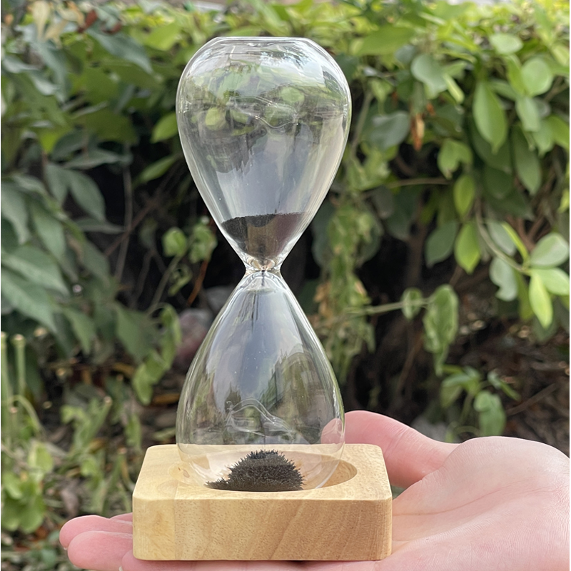 Amazon Hot Deals Glass Gots Creative Souvenir Regals 15/30 minutos Temporizador de arena magnética Remasta con base de madera