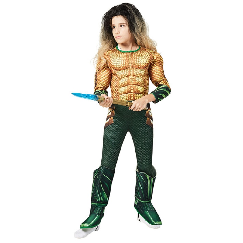 COMIC SUPERHERO COMICA AQUAMAN Músculo Vestido de Halloween Disfraz Dress Up Cosplay Traje paraniños