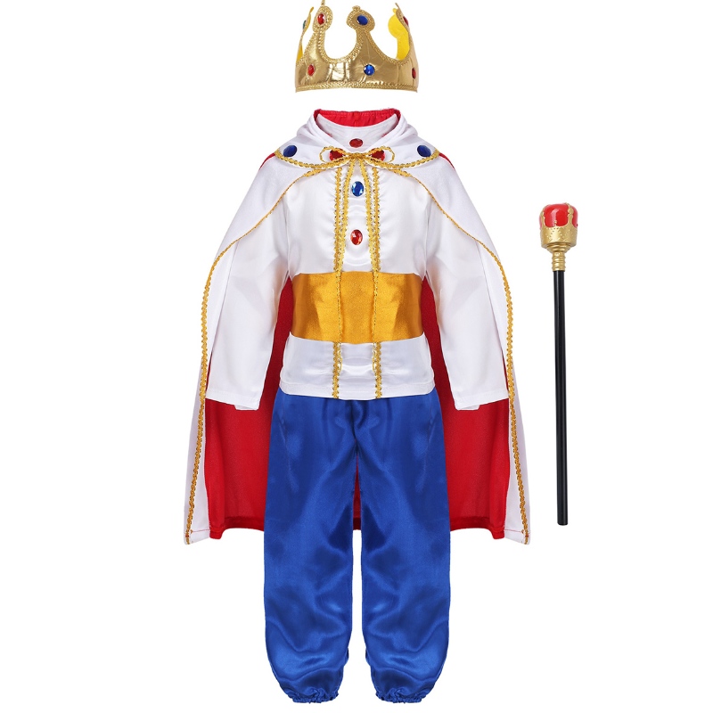 Rey Prince Disfraces paraniños Cosplay de Halloween Vestido Cloak Crown Cetro set Carnival Roleplay Fiesta