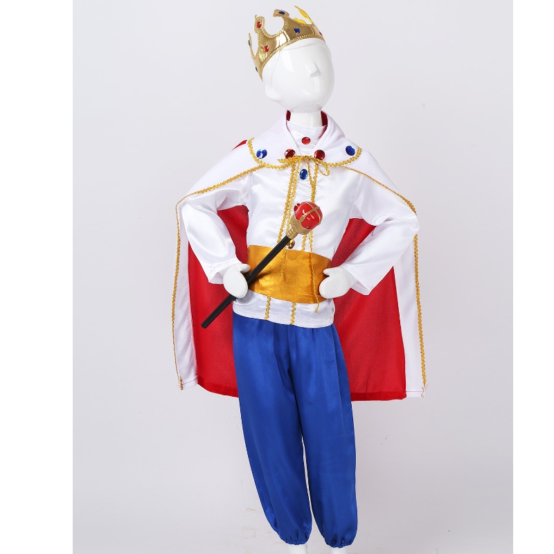 Rey Prince Disfraces paraniños Cosplay de Halloween Vestido Cloak Crown Cetro set Carnival Roleplay Fiesta