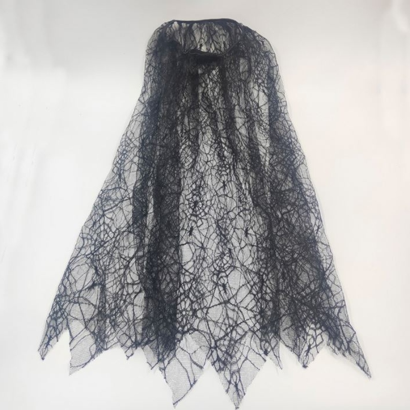 Black Spiderweb Cloak Cape paraniños Decoración de la fiesta de disfraces de Halloween